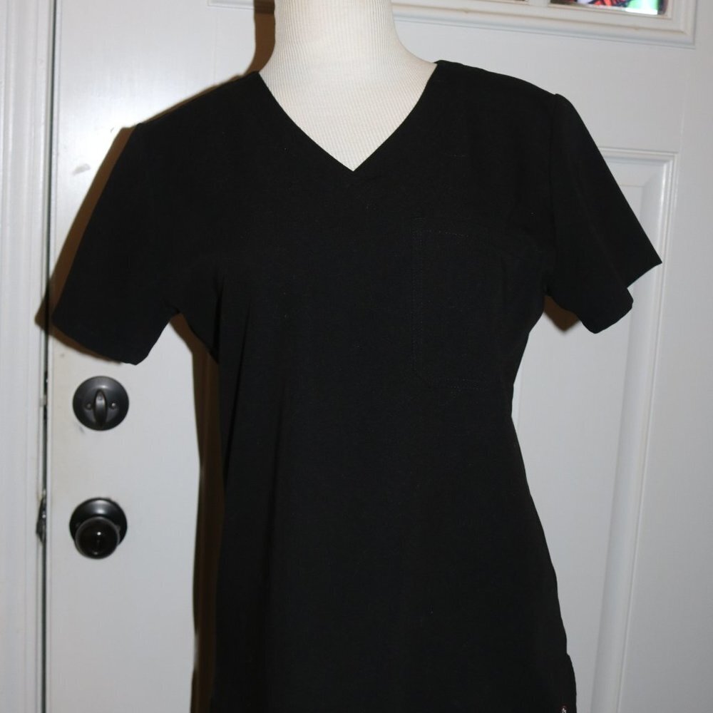 White Cross scrub top size small black